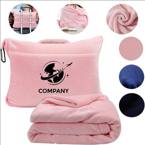 Soft Flannel Fleece Foldable Blanket Travel Blanket and Pillow Set 2